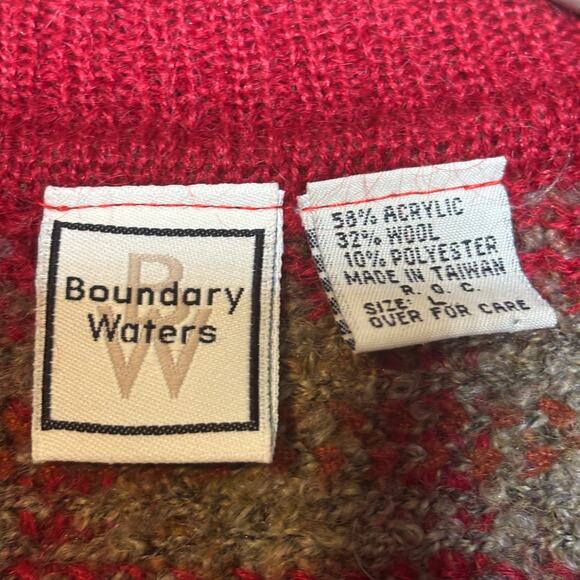 Vtg Boundary Waters Plaid Wool Blend Vest Zip Front M Rustic Cozy Cabin Grunge - Picture 3 of 6